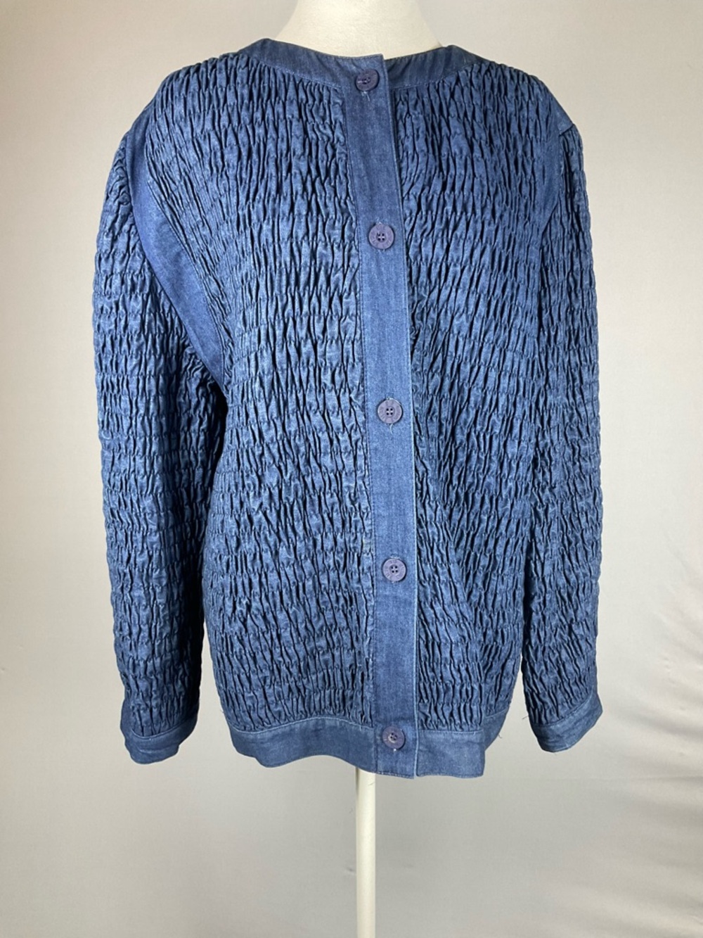 Vintage Wearable Art Textured Denim Jacket Gene Ewing BIS Japanese Minimalist L - Picture 13 of 16